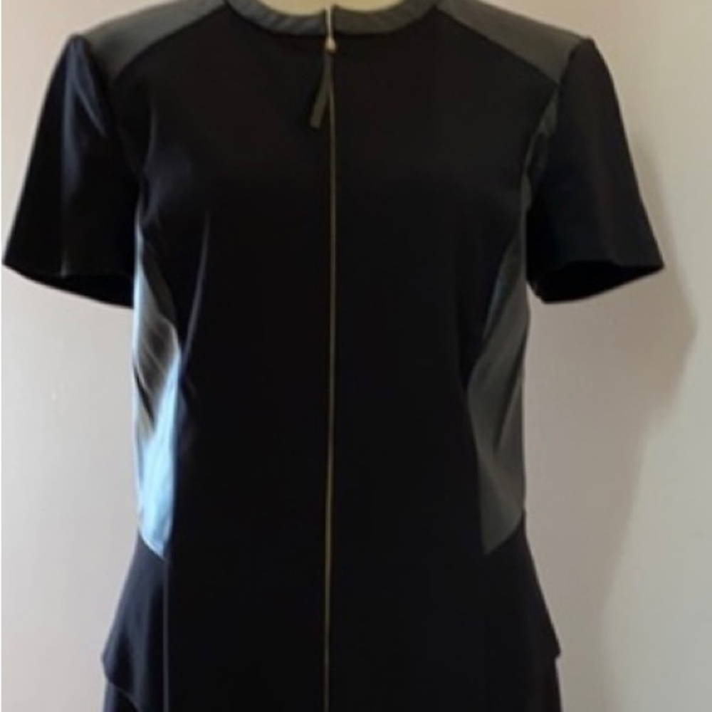 Authentic Leather Color Block Sheath Dress